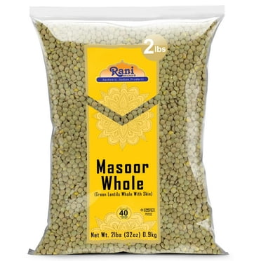 Rani Masoor Whole (Green Lentils Whole With Skin) 32oz (2lbs) 908g ~ All Natural | Vegan | Gluten Friendly | Non-GMO | Kosher | Product of USA