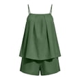 thumbnail image 4 of Cagogo Women Plus Size Square Neck Sleeveless Tank Top Shorts Set Loose Casual Beach Vacation Outfits Solid 2 Piece Matching Lounge Sets Summer Tracksuits Travel Clothes, Army Green L, 4 of 7