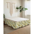 thumbnail image 2 of Summer Lemon Bed Skirt Queen Size 16" Drop Yellow Flower Leaves Beige Ruffled Wrap Around Bed Skirts Adjustable Elastic Bedskirt Dust Ruffle for Queen Size Bed, 2 of 7