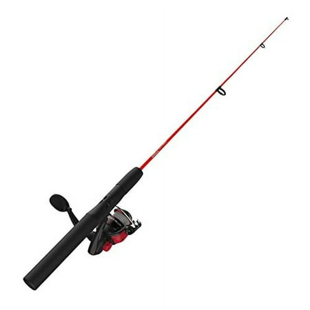 Zebco Dock Demon Spinning Reel and Fishing Rod Combo 30-inch 1-Piece Fiberglass Fishing Pole EVA Rod Handle Size 10 Reel Powertrain Drag Pre-Spooled with 6-Pound Zebco Line Red