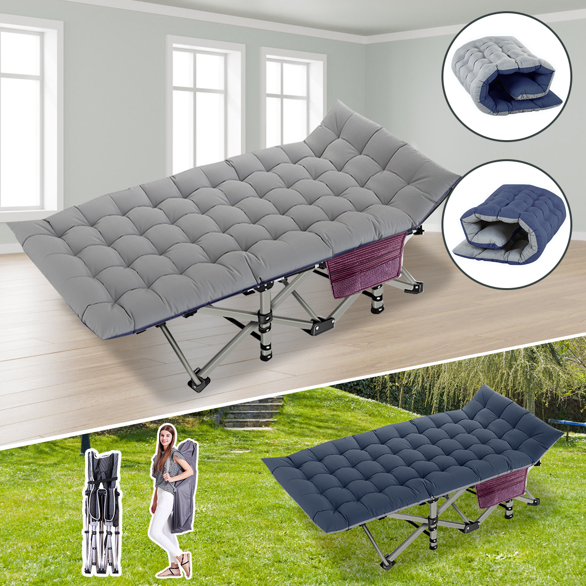 Slsy Camping Cot, Portable Folding Cots for Adults, Heavy Duty Outdoor