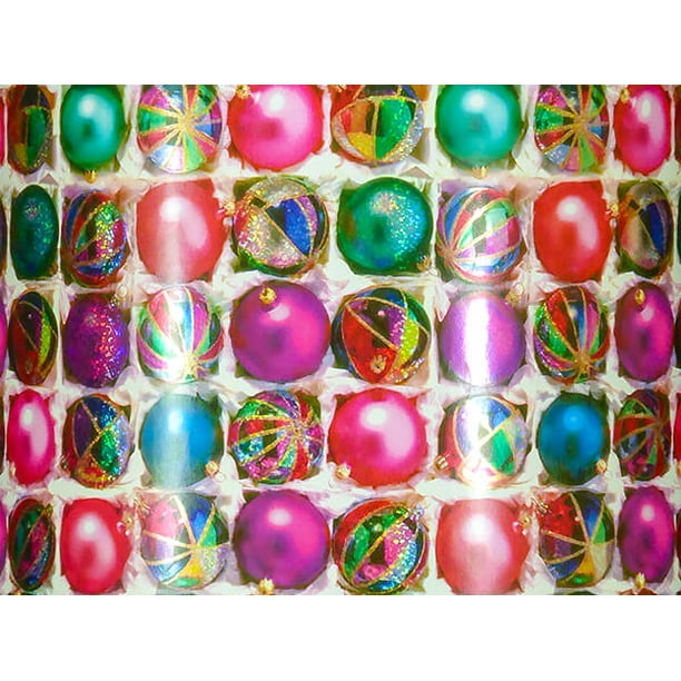 Pack of 1, Holographic Ornaments Wrapping Paper Roll, 24" x 417' For