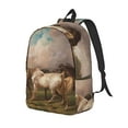 thumbnail image 1 of Disketp Three Horses Oil Painting print Canvas Backpack Lightweight Travel Daypack Student Rucksack Laptop Backpack-, 1 of 5
