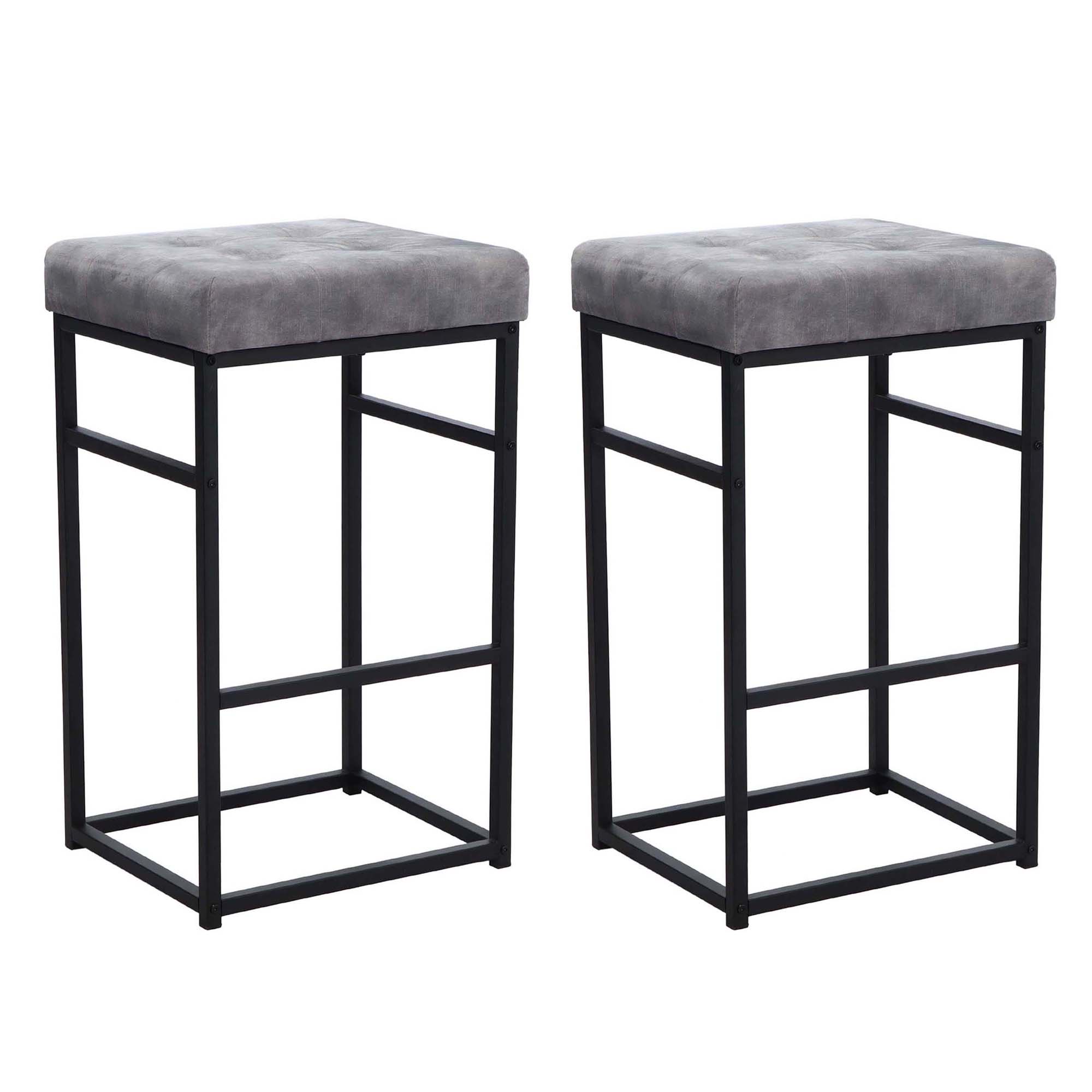 LEEJAY 30 Inch Gray Backless Counter Height Bar Stool,Set of 2