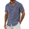 thumbnail image 2 of LTTVQM Men's Linen Short Sleeve Shirts 2026 Cotton Casual Lightweight Button Down Shirt Beach Vacation Summer Spring Tops with Pocket Navy 2XL, 2 of 7