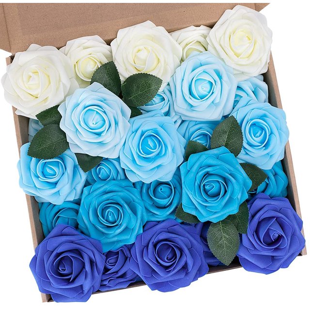 Flores de rosas artificiales, 25 piezas de flores decorativas de rosas falsas con tallos TUNC Sencillez