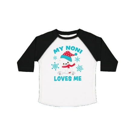 

Inktastic Polar Bear My Noni Loves Me in Santa Hat with Snowflakes Gift Toddler Boy or Toddler Girl T-Shirt