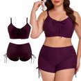 thumbnail image 1 of Women Plus Size Two Piece Swimsuit - Solid Color High Waisted Bikini Tummy Control Bathing Suit for Summer Women Swimwear, 1 of 6