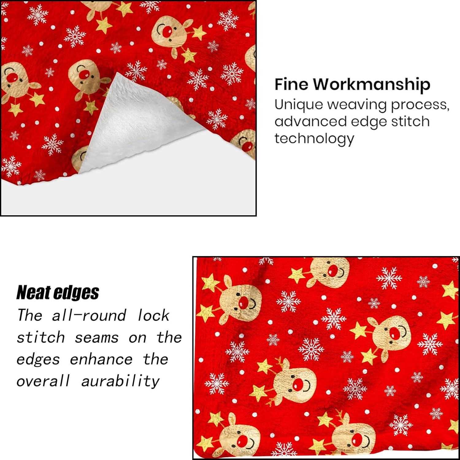 Cute Reindeer Christmas Decorative Blanket, Snowflake Print Decoration, Soft Flannel Winter Red Blankets for Couch Bed Sofa, Holiday Home Decor, Xmas Festival Gifts 60x80 Inch