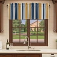 thumbnail image 6 of Blue Yellow Striped Curtain Valances for Windows, Kitchen Valance Window Treatments Panel 2 Pack, Modern Stripes Art Rod Pocket Short Curtains for Bathroom Bedroom 42 x 18 Inch, 6 of 8