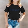 thumbnail image 2 of PMVFHDE Hauts Basiques pour Filles Hauts d'Été Tendance Manches Courtes pour Filles T-Shirt Décontracté Imprimé Col Rond Manches Courtes Noir, 5-6 Ans, 2 of 5