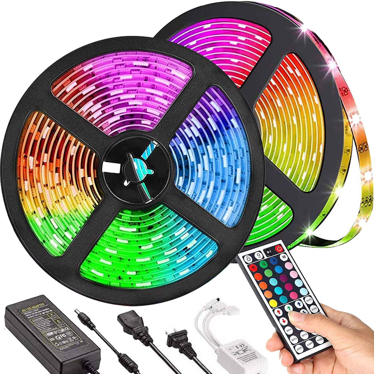 RGB LED Strip Lights Waterproof 10m SMD5050 Lamp DC12V With 44‑Key Remote Contro 
