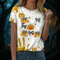 thumbnail image 4 of YDFCWXW Women's Halloween Graphic Short Sleeve T-Shirt - Cute & Spooky Printed Casual Tee for Parties Yellow, M, 4 of 7