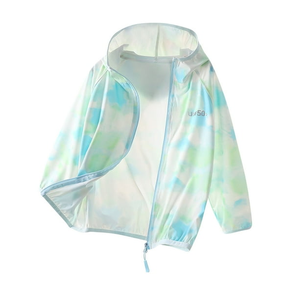 Mgmyaa Girls Sun Protection Hooded Jacket with UPF50  Zipper Closure Lightweight Breathable Quick Dry Fabric for Outdoor Activities Summer Comfortable Wear Size 3-16 Years