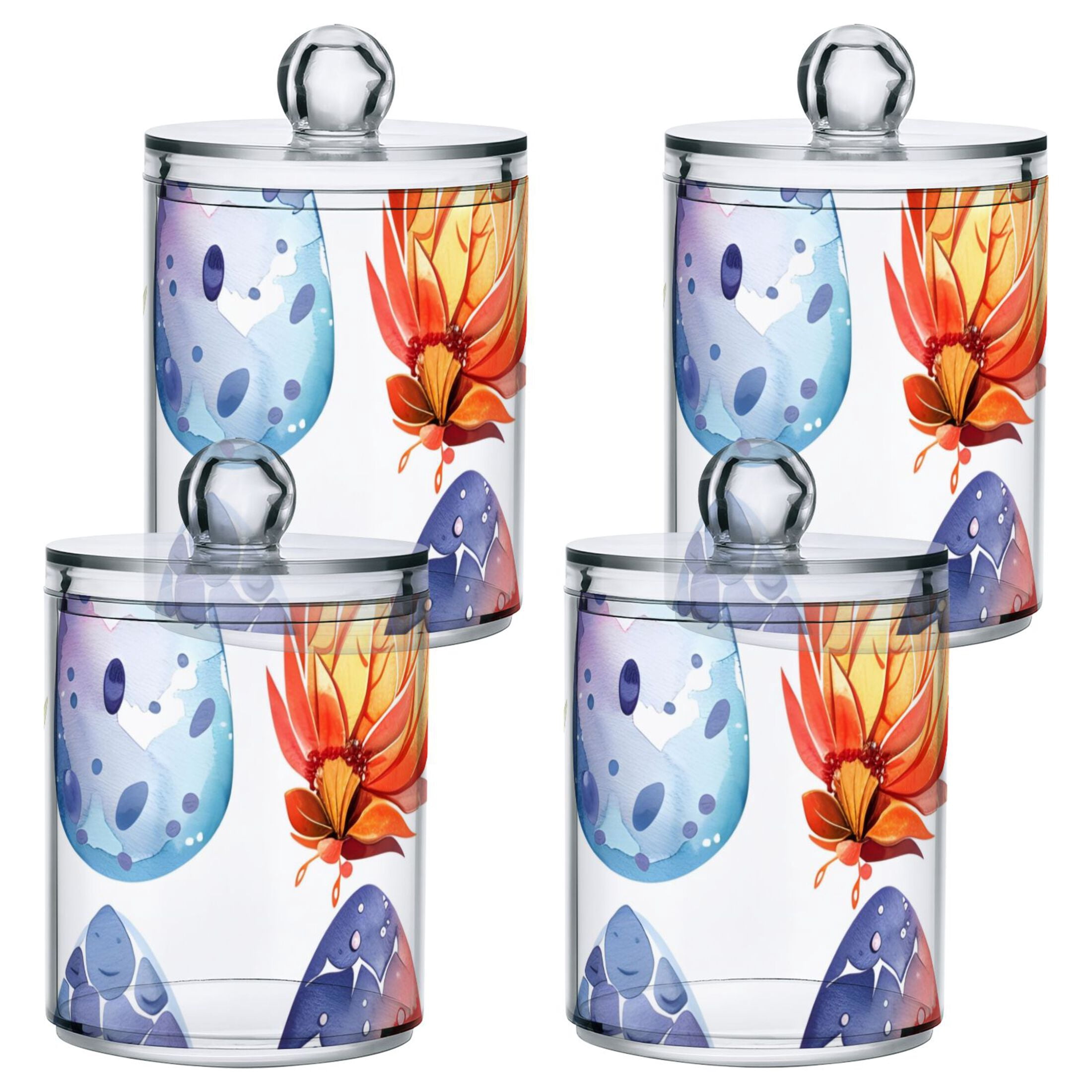 Ckdifva Dragon Eggs Storage Jar with Lid Acrylic Organization Storage Containers Set of 4