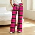 thumbnail image 2 of Tqcoqu Women's Plaid Print Wide Leg Pants, Elastic Waist Casual Lounge Sleep Long Trousers, Long Pajama Bottoms with Drawstring and Pockets,Women's S-XXL, 2 of 8