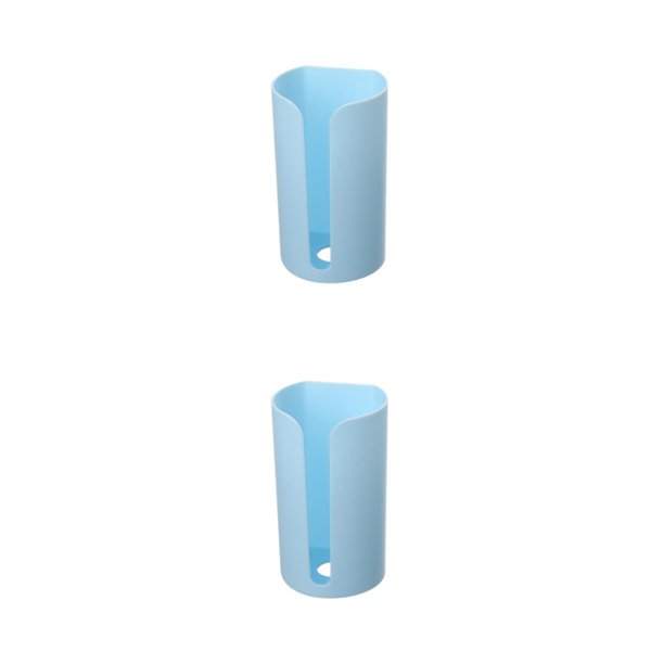 Wosthever Bolsa de basura de plástico Estante de almacenamiento Perforación libre Colgante de pared Organizador Caja Dispensador de dibujo Azul 2Conjunto