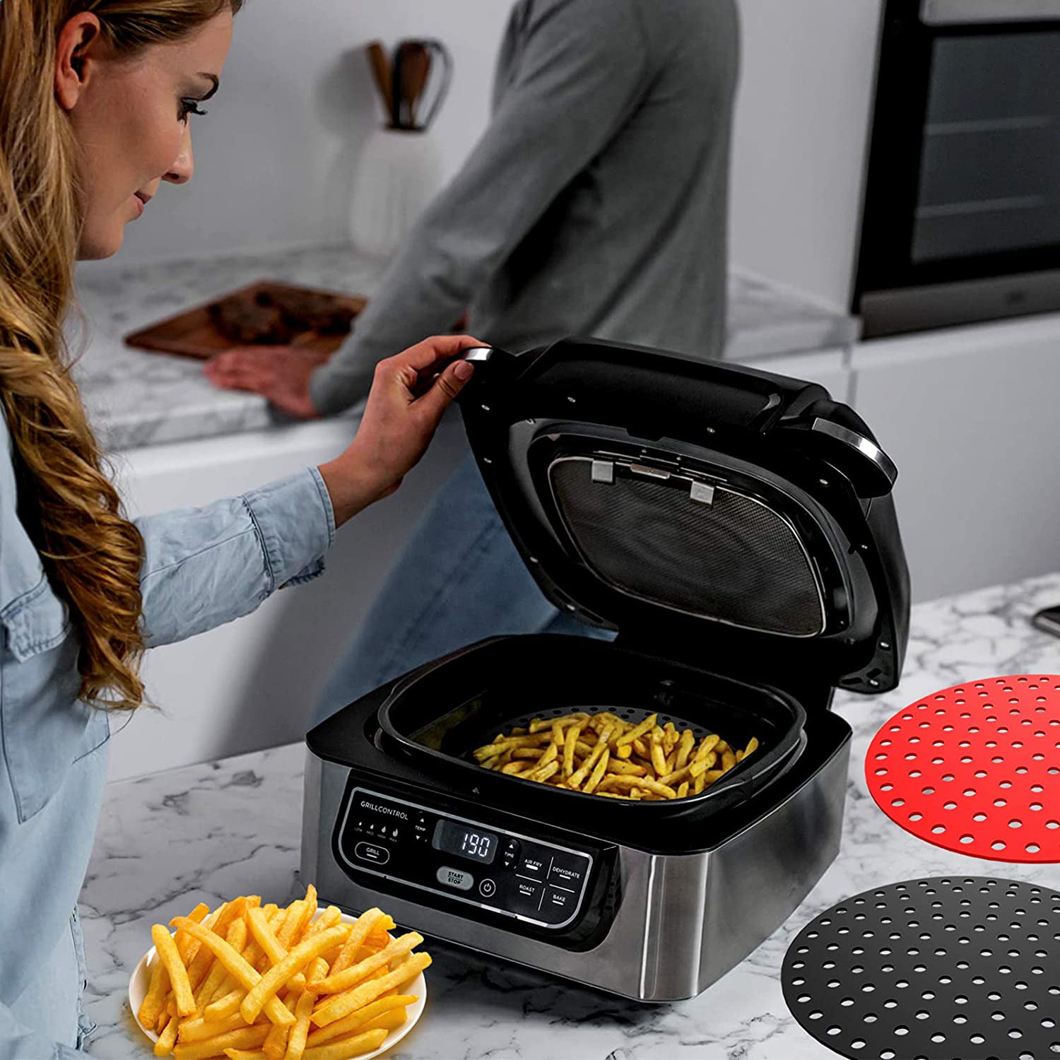Nogis 2-Pack Reusable Air Fryer Liners, 8 Inch Round Air Fryer
