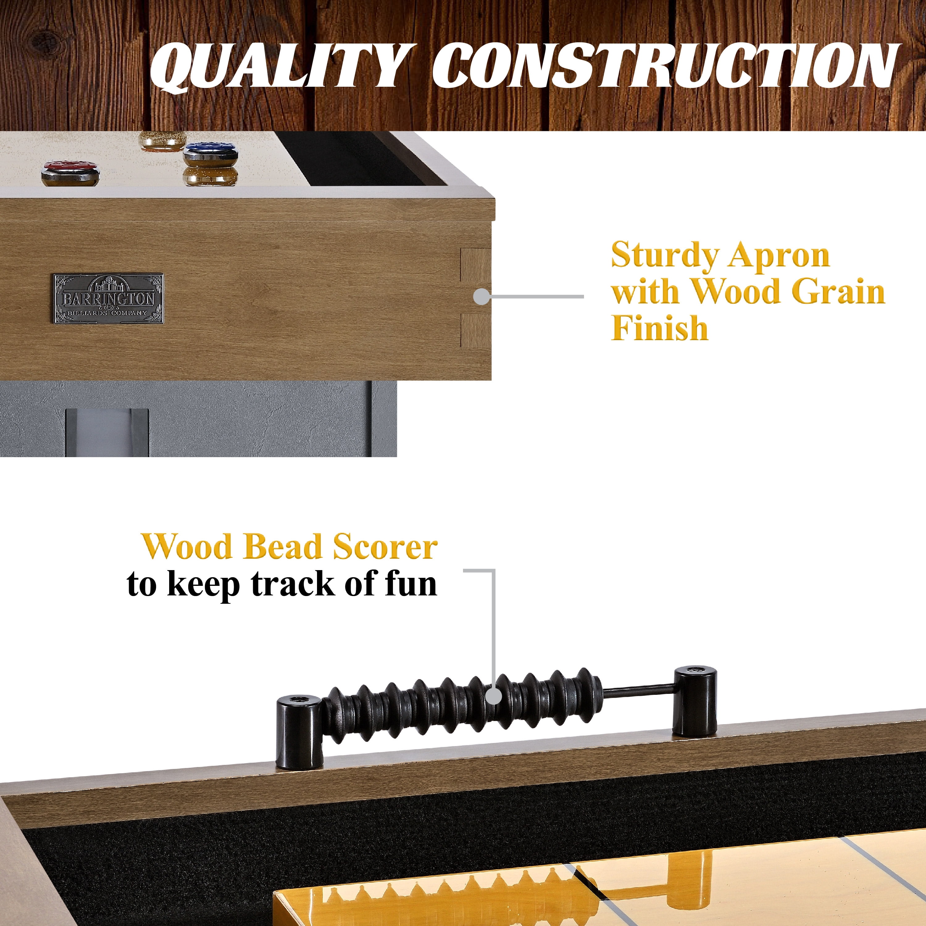 Barrington 9ft Urban Shuffleboard Table, UV Playfield and 8-Puck Set