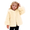 thumbnail image 2 of Letdown Girls - Jacket Coat V Neck Long Sleeve Furry Loose Fit Zip Up Jackets Thicken Warm Fuzzy Trendy Outwear (Beige,3-4 Years), 2 of 5