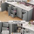 thumbnail image 6 of Christopher Knight Home 84" Double Sink Bathroom Vanity Cabinet with Quartz Countertop and Ceramic Sinks, Gray, 6 of 10