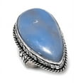 thumbnail image 2 of Natural Angelite Stone Gemstone Handmade 925 Sterling Silver Ring Size 8, 2 of 2