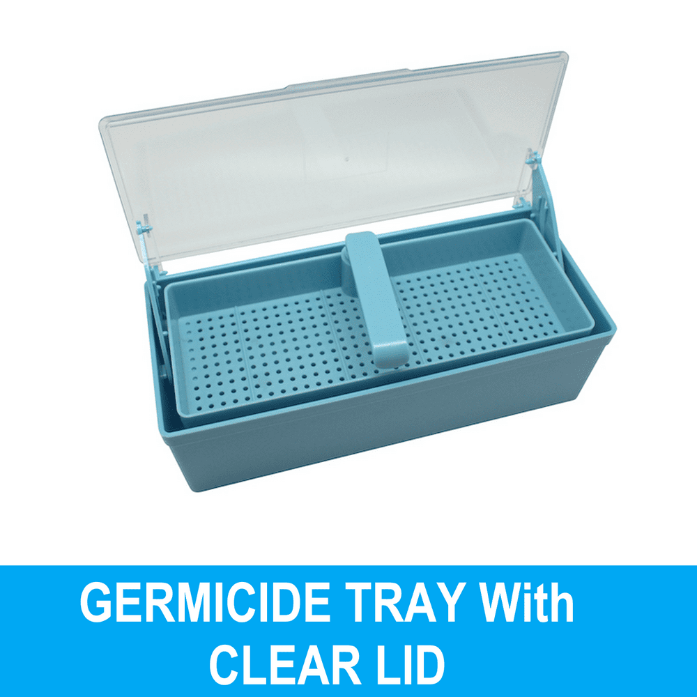 GERMICIDE TRAY W/CLEAR LID For Cold Sterilization, (10⅜"W x 3¼"H x 4"D