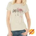 thumbnail image 3 of DelSol Women Crew Tee - Beige T-Shirt - Watercolor Flamingo, 3 of 3