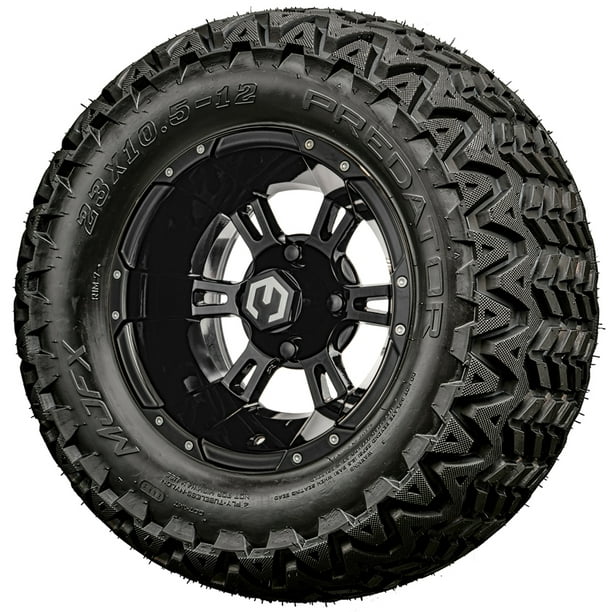Golf Cart Wheels and Tires Combo 12" MODZ Ambush Black AT Set of 4