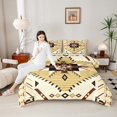 thumbnail image 4 of Feelyou Wheat Triangle Aztec Full Size Comforter Sets, Boho Rustic Farmhouse Bedding Comforter Set, Stripes Lines Ombre Reversible Bedding Sets, Luxury Bedroom Decor, 3-Piece, 4 of 8