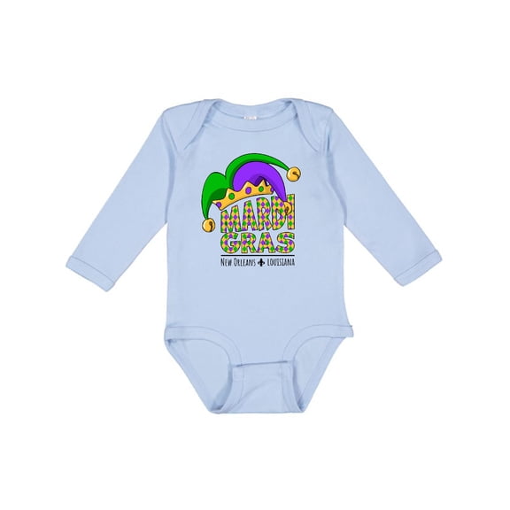 Inktastic Mardi Gras New Orleans Louisiana Jester Hat Boys or Girls Long Sleeve Baby Bodysuit