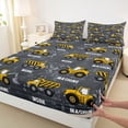 thumbnail image 4 of Manfei Cute Cars Bed Sheets,Boys Friendly Theme Full Size Sheets,Yellow,4 Pieces,1 Flat Sheet, 1 Fitted Sheet and 2 Pillowcases, 4 of 6