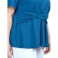 thumbnail image 6 of Unique Bargains Women's Plus Size Short Sleeve Solid Outfits Fashion Wrap Peplum Tops 2X Royal Blue, 6 of 7