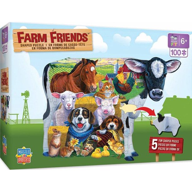 MasterPieces Farm Friends Shaped - 100 Piece Kids Puzzle ...