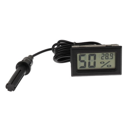 

Temperature Humidity Meter Gauge Hygrometer LCD Degree Display w 1.5m Long Wired Probe Black