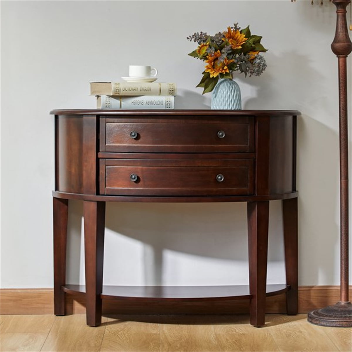 ARCTICSCORPION 38.2" Semicircle Console Table with Drawer Storage