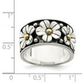 thumbnail image 3 of Two-Tone Sterling Silver Ring Band Themed Yellow Antiqued with 14k Gold centers Daisy, 3 of 3