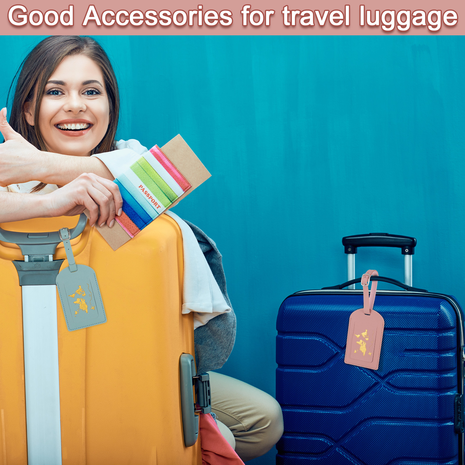 AOWOO 6-Pack PU Leather Luggage Tags photo 6