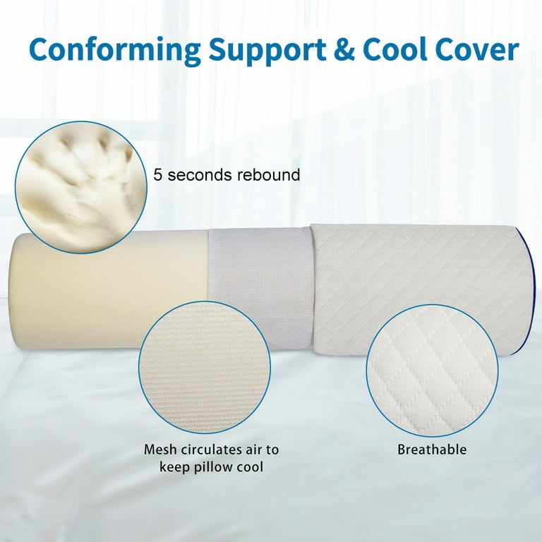 Support Plus Cervical Foam Roll Pillow - Lumbar, Spine, Neck Support For  Side and Back Sleepers - Bolster Pillow for Neck, Back, Knees with  Zippered, Removable, Breathable Mesh Cover - Foam Roller