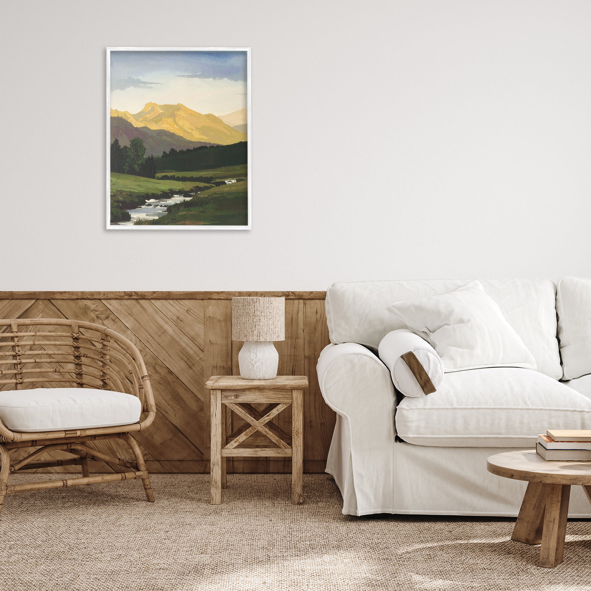 Stupell Industries Mountain Across The Valley White Framed Giclee Art, design by Alonza Saunders