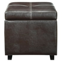 Exlonjet Treasure Tufted Faux Leather Square Storage Ottoman Cube In Espresso