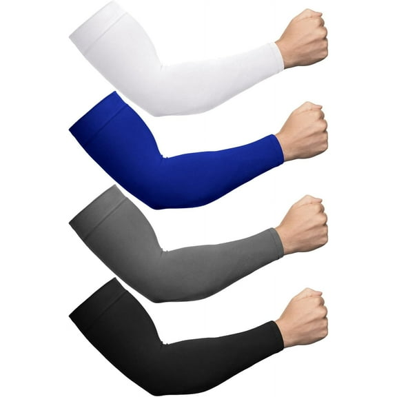 Minzimin 4 Pairs Plus Size Cooling Arm Sleeves Sun Sleeves Men Women UV Sun Protection Sleeves Oversized Compression Sleeves
