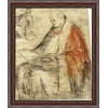 Study of a Seated Bishop Reading a Book on his Lap 28x32 Large Walnut Ornate Wood Framed Canvas Art by Jacopo Bassano