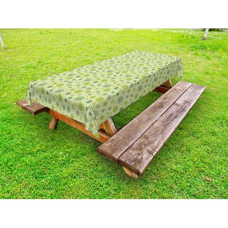 

Floral Outdoor Tablecloth Abstract Flourish Inspired by Blossoming Nature of Gentle Spring Decorative Washable Fabric Picnic Tablecloth 58 X 104 Inches Apple Green Cadet Blue Yellow by Ambesonne