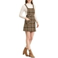 thumbnail image 4 of Allegra K Women's Plaid Button Decor A-Line Pinafore Overall Dress, 4 of 6