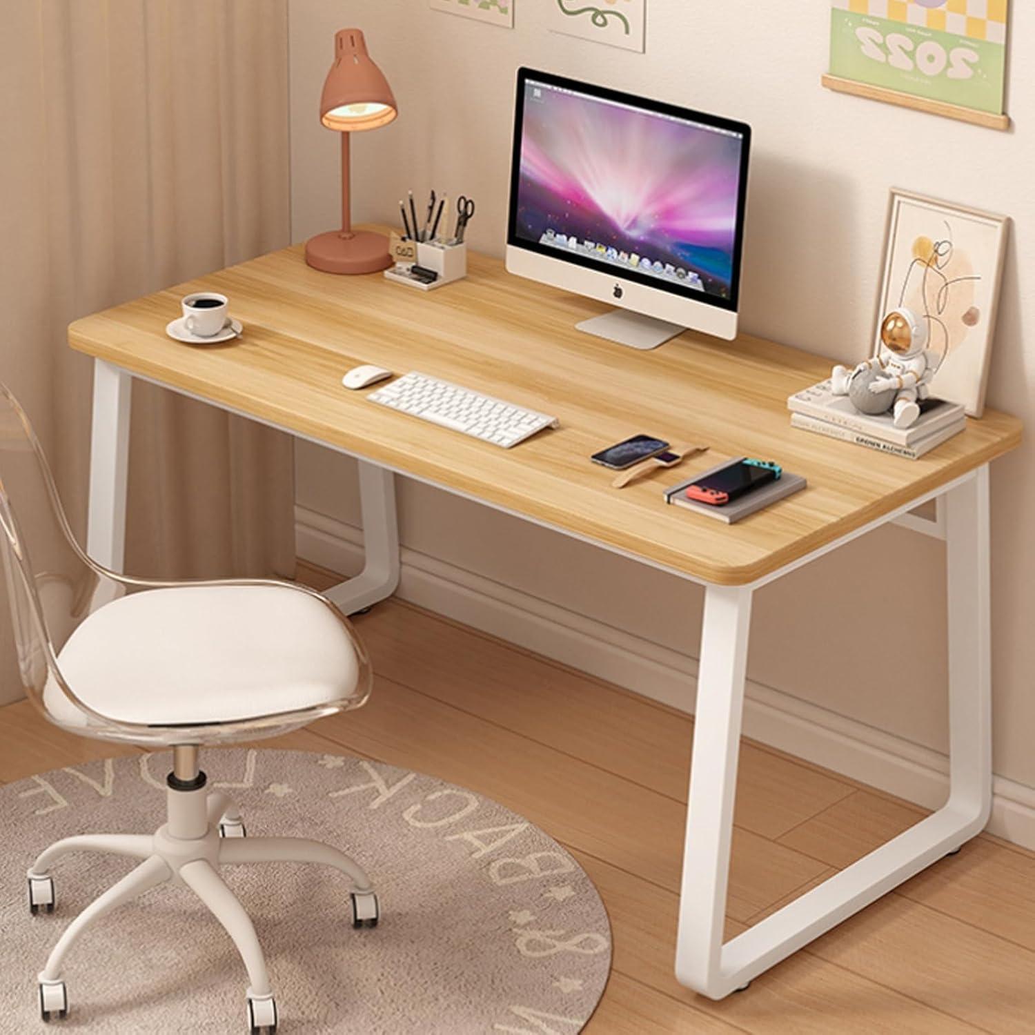 WXJHL Computer Desk Modern Simple Style Desk for Home Office, 31.5 inch Small Writing Table Study Corner Work Desk for Bedroom（31.5''*19.5''Natural）