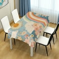 thumbnail image 4 of Yayeee Tablecloths 60" x 60" Rectangle Wrinkle Resistant Party Table Cover, Beige Rainbow Clouds, 4 of 8