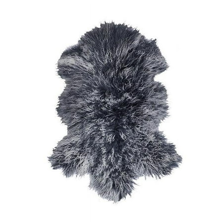 BS Trading Rug H-TIB-19-H No.19 Tibetan Whole Hide Pelt, Gray Tipped
