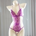 thumbnail image 2 of Women One Piece Lingerie Deep V Lace Bodysuit Babydoll Teddy Underwear, 2 of 5
