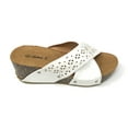 thumbnail image 2 of Victoria K Women's Laser Cut Out With Cross Over Strap Cork Wedge Sandals, 2 of 5